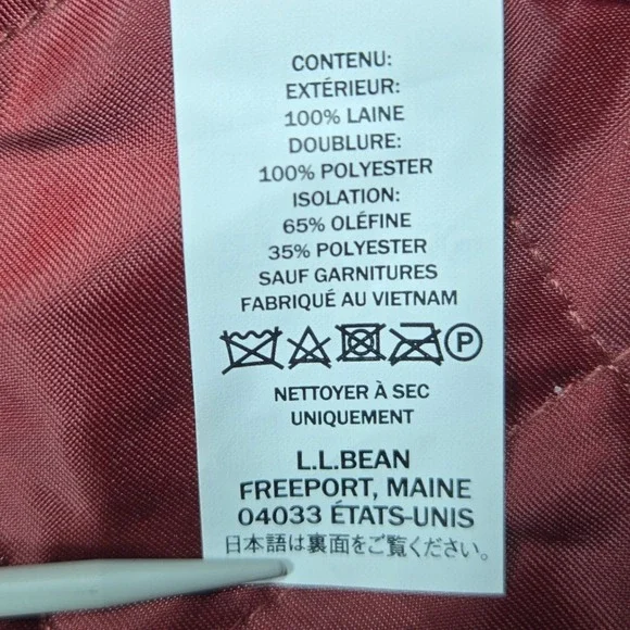 LLBean Bellandi Red Italian Wool Hooded Toggle Coat Womens Size 12 3M Thinsulate - Picture 9 of 10